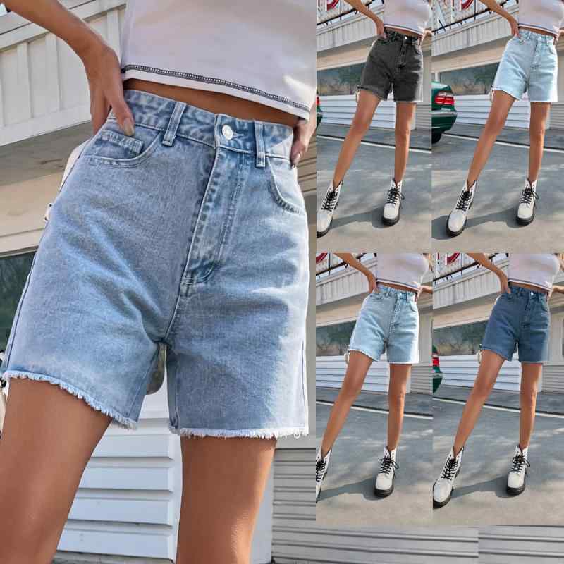 レディース ショートパンツ 牛仔 デニム 綿素材 高腰 ワイド ルーズ シルエット 痩せ見え 直筒 黒 深藍 浅藍 夏 ストリート 潮人 スタ..