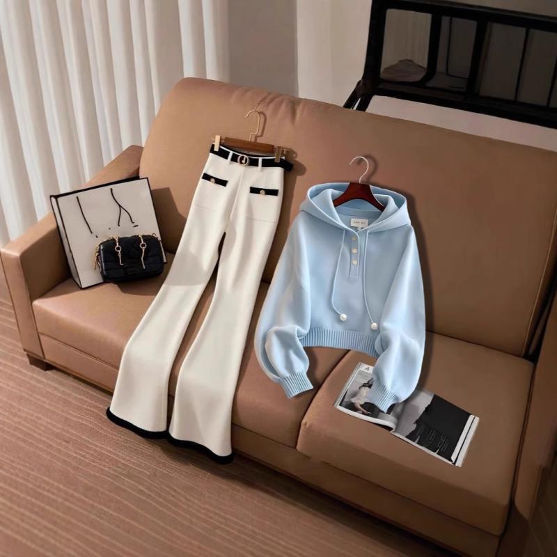 ニット レディース 春秋 韓国風 ブルー 長袖 パーカー プルオーバー 普段使い 通勤 粘胶纤维