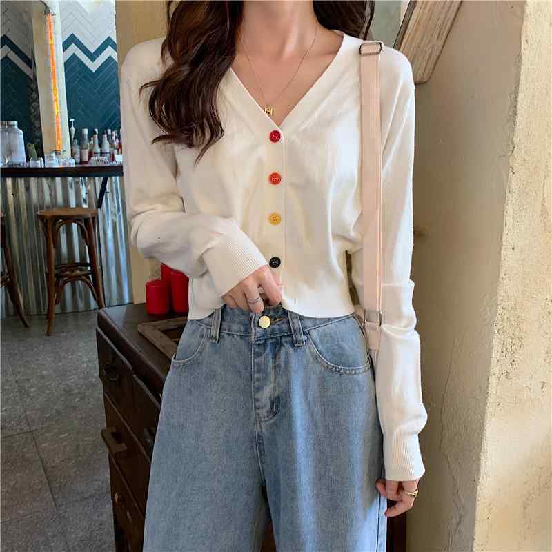 ニット レディース 秋冬 Vネック カーディガン 薄手 ショート丈 トップス 長袖 アウター 通勤 オフィス..