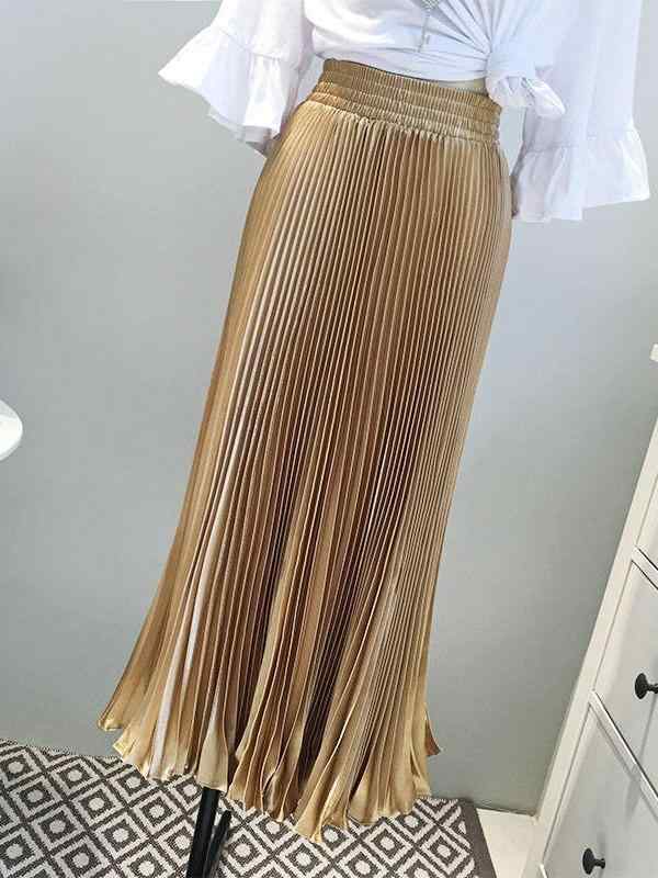 スカート レディース 反射 光沢 サテン プリーツ マーメイド スカート ハイウエスト ロング 丈 ダンス スカート フレアスカート 銀灰色 黒 赤 金色 緑 紺 紫 赤茶 杏 カーキ 孔雀藍