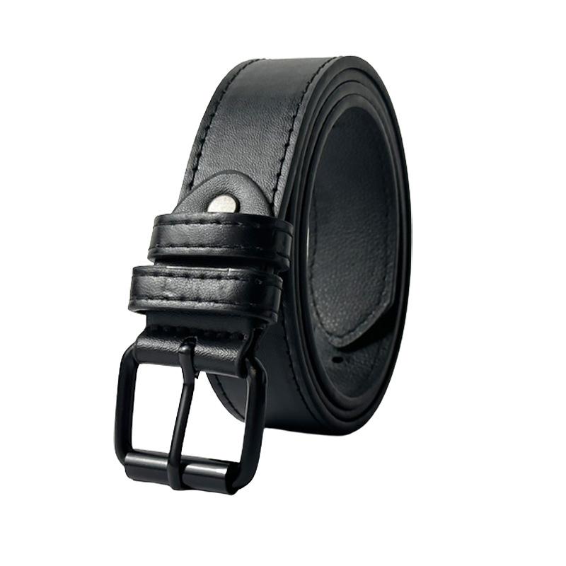 ベルト 男性用 PUレザー 合金 バックル ストリート カジュアル 普段使い 学生 幅3cm ブラック(4.0)