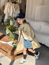 キッズ ジャケット 大衣 春秋 女の子 子供服 コート アウター イングリッシュスタイル ミドル丈 無地 綿100% カーキ