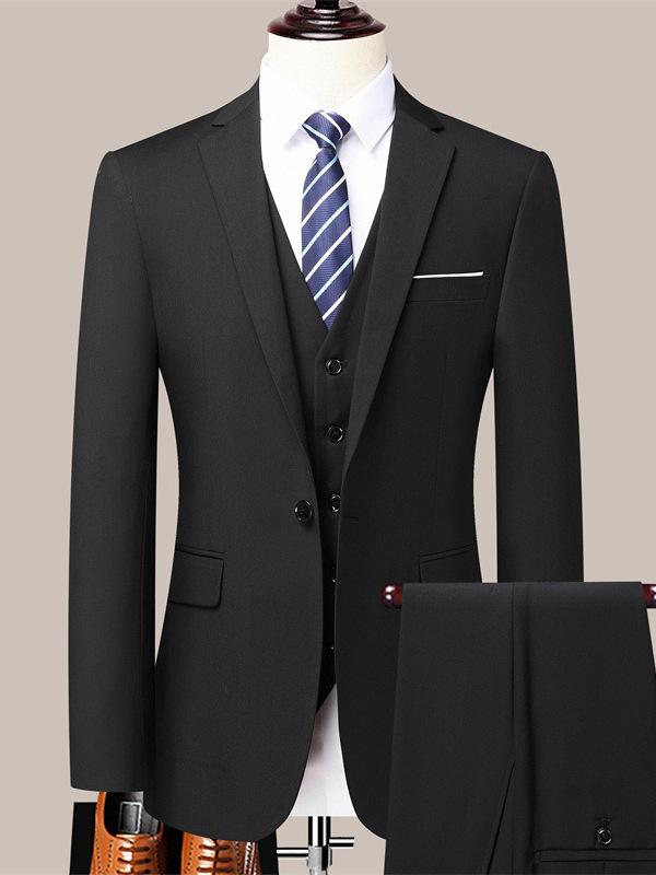 スーツ メンズ 男性用 セットアップ フォーマル 黒 礼服 ビジネス 春 ジャケット パンツ スリムフィット ポリエステル 結婚式 二次会 パーティー