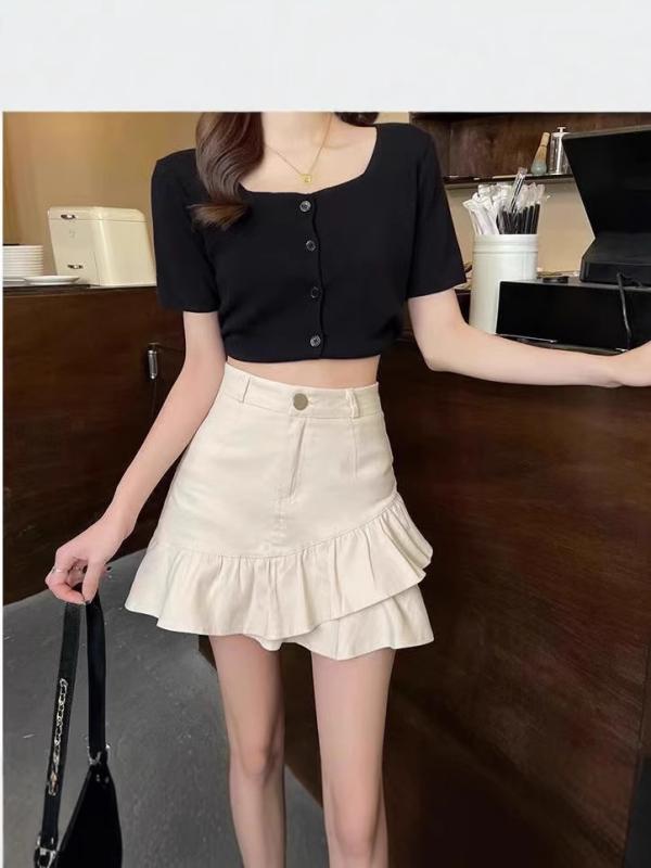 スカート レディース 韓国風 デニムスカート マーメイドスカート タイトスカート ミニスカート ハイウエスト Aライン フリル ギャザー 黒 ブラック ベージュ 春夏