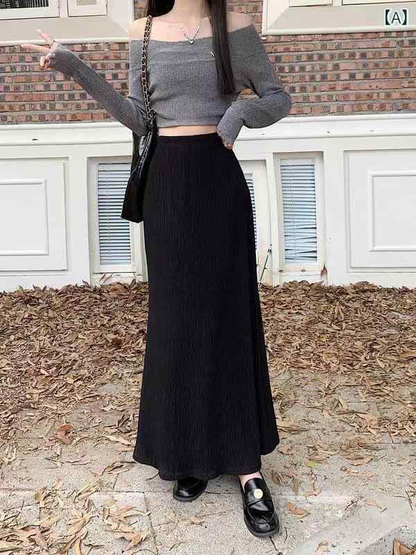 スカート レディース 春 Aラインスカート ミモレ丈 プリーツスカート ハイウエスト 着痩せ 体型カバー ゆったり おしゃれ かわいい 黒 ブラック グレー ブラウン リサイクル繊維 フェミニン