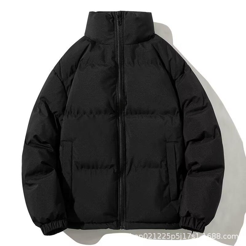 ジャケット メンズ 男性用 中綿入りジャケット コットン ポリエステル 立ち襟 無地 厚手 防寒 暖かい ゆったりシルエット アウター ジャンパー ブルゾン 黒 白 青 ピンク系 秋冬