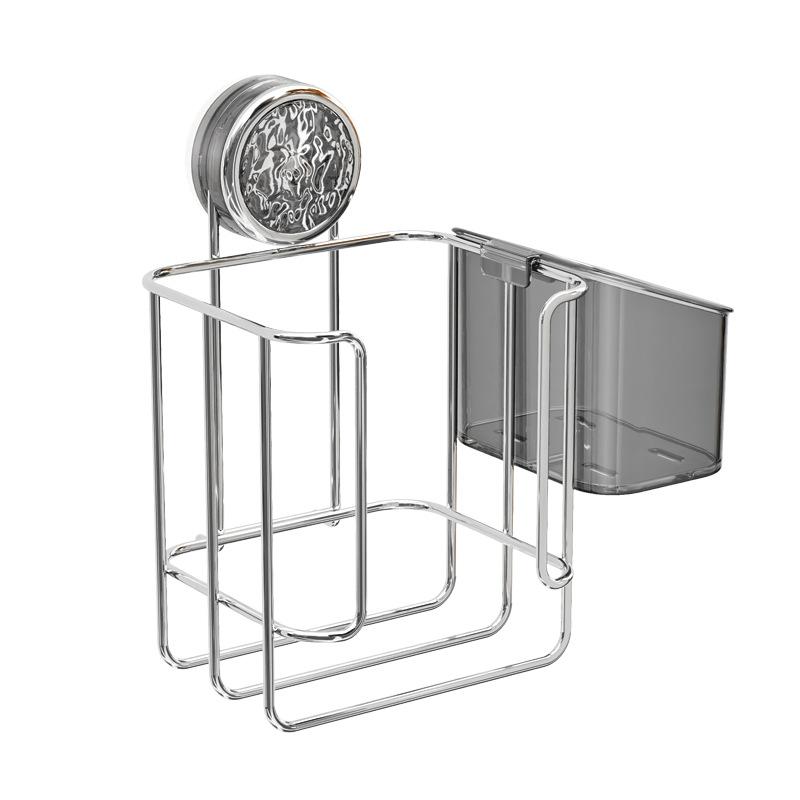 トイレットペーパーホルダー 壁掛け ティッシュケース 吸盤 鉄製 透明 収納ケース付き 浴室 洗面所 ト..