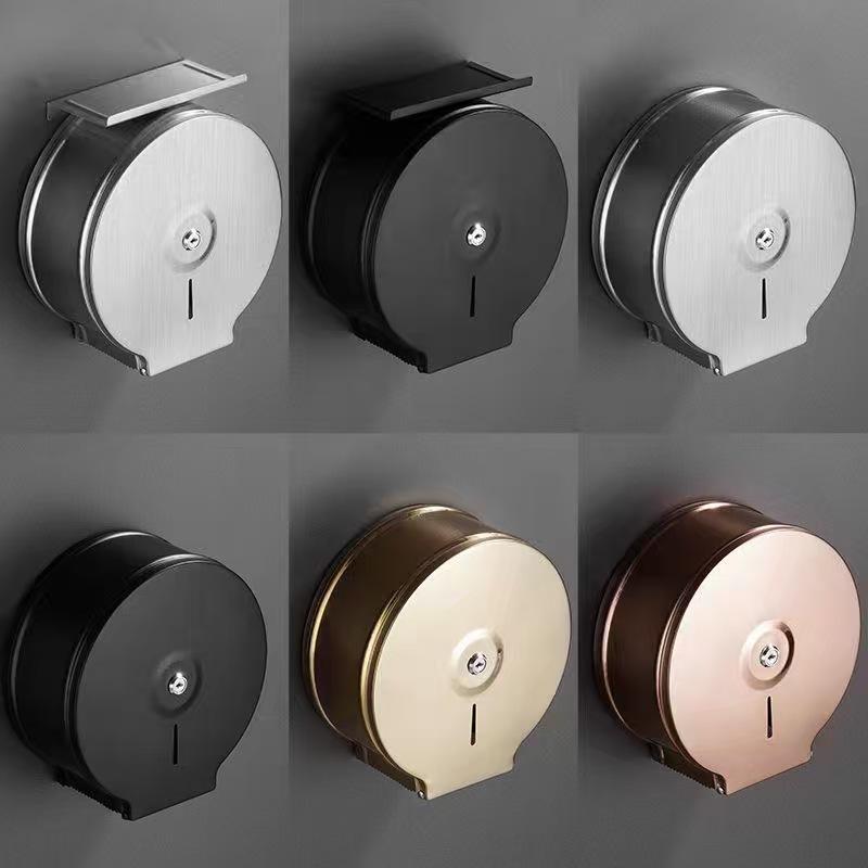 トイレットペーパーホルダー 壁掛け ステンレス製 大判ロール トイレ 洗面所 鏡面 研磨 ブラック ロー..