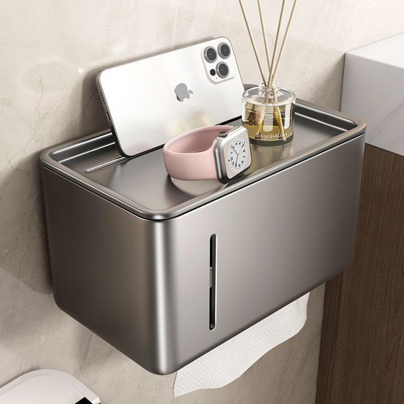 トイレットペーパーホルダー 壁掛け式 棚付き 抽纸 卷纸 トイレ収納 ラック プラスチック 灰色/白