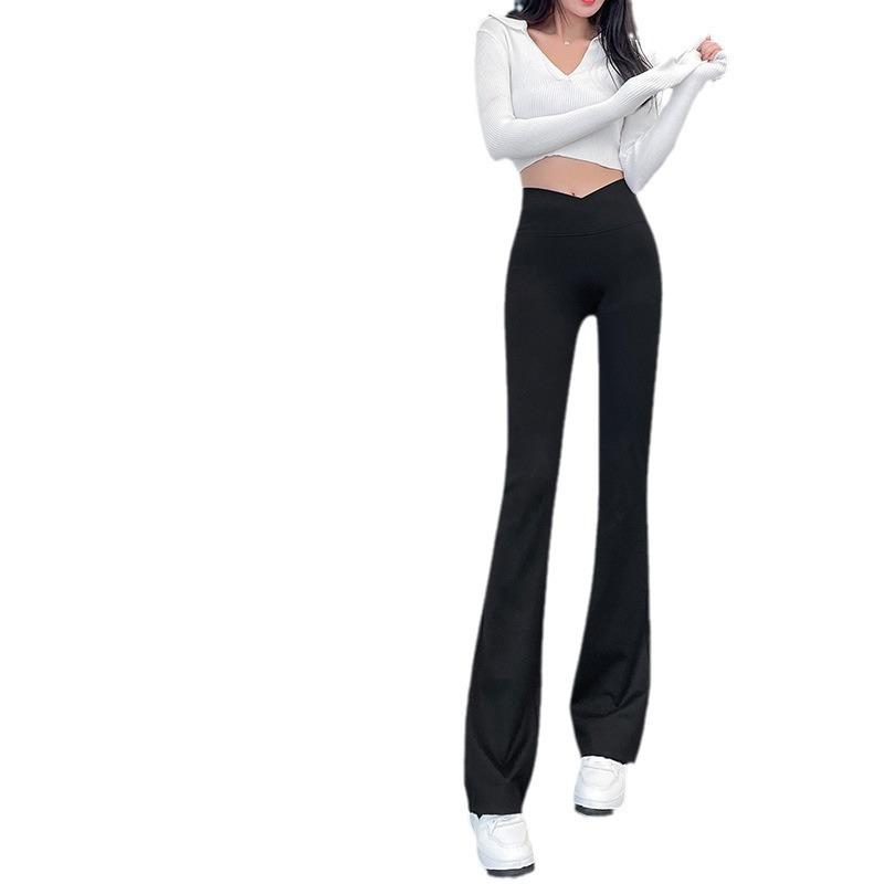 レギンス レディース ヨガパンツ スキニーパンツ ラッパズボン 美脚 クロスウエスト ハイウエスト 無地 伸縮性