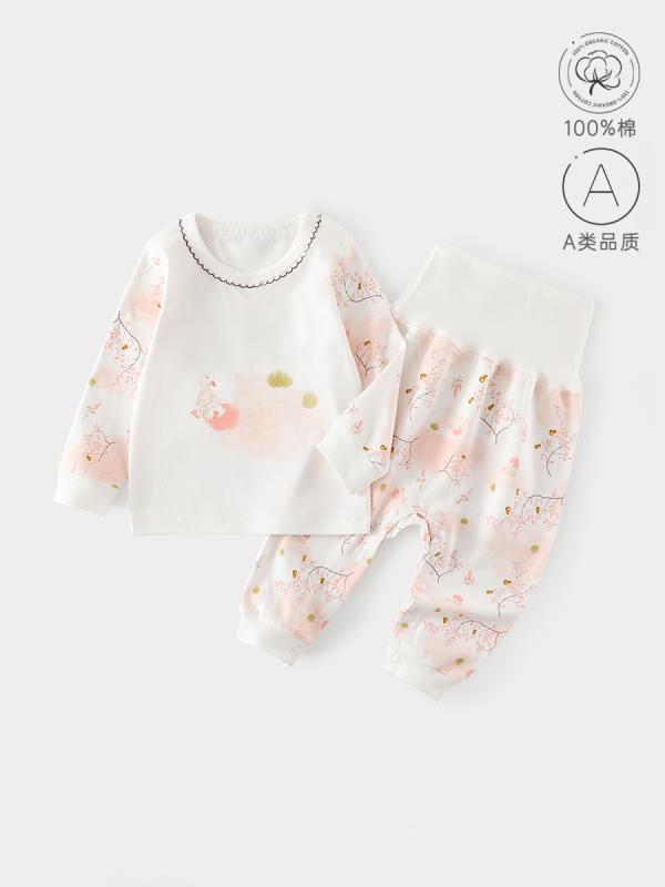 子供用インナー 秋冬 厚手 綿 上下セット 男女兼用 ベビー パジャマ 部屋着 あったか素材 格子柄 無地 かわいい 秋意满满高腰 ピンク系 イエロー系