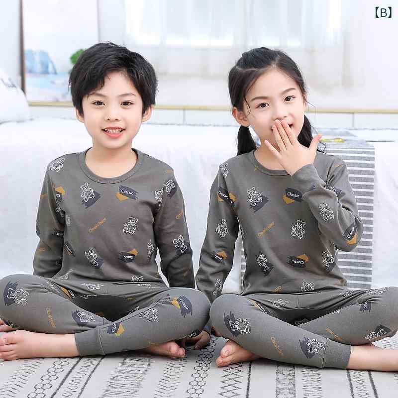 シャドーテールの子供用肌着 キッズ パジャマ 上下セット 綿100％ 男の子 女の子 ベビー インナーウェア ルームウェア かわいい アニマル柄 ボーダー柄 グレー ピンク系｜アングル3