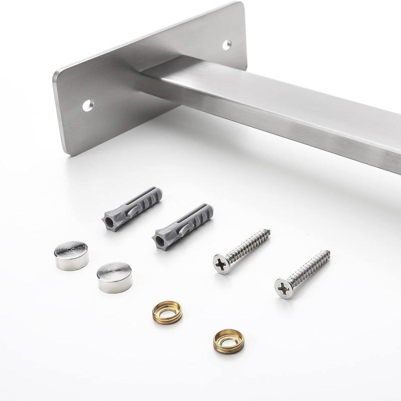 毛巾ラック ステンレス製 タオル掛け 洗面所 浴室用 壁掛け 棚付き 穴あけ不要 タオルバー キッチン収..