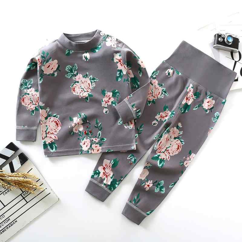 子供用インナー 上下セット ベビー服 秋冬 長袖パジャマ ルームウェア 綿100％ 動物柄 花柄 かわいい 保温 高腰 50 73 80 90 100 110 120 130cm