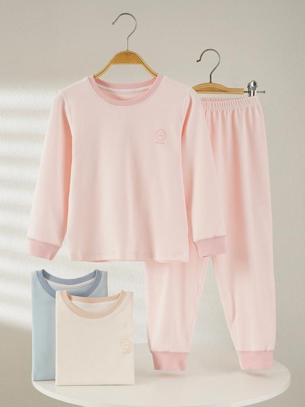 睡衣 - 子供用肌着 春秋 上下セット 男女兼用 ベビー キッズ 秋服 長袖 長ズボン 綿100% パジャマ 部屋着 ピンク イエロー ブルー 80cm 90cm 100cm 110cm 120cm 130cm
