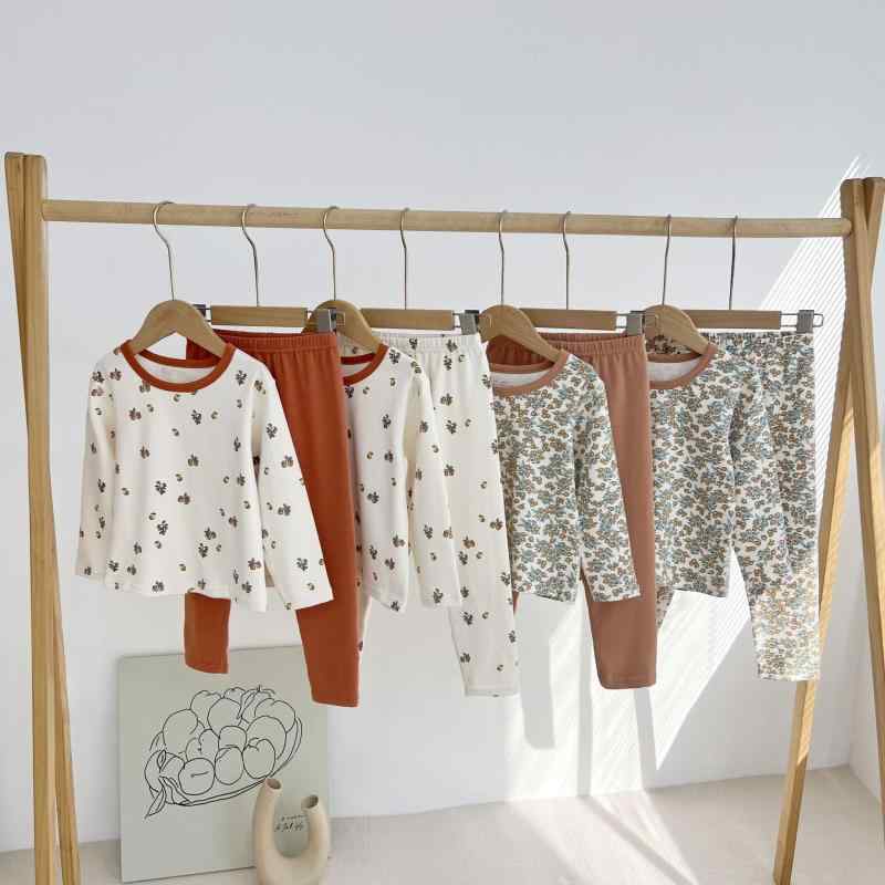 Pajamas - 子供用パジャマ キッズ 長袖トップス ズボン 上下セット 綿100% 丸首 春秋 冬 保温 かわいいプリント柄 100cm 110cm 120cm 130cm 140cm 150cm 160cm