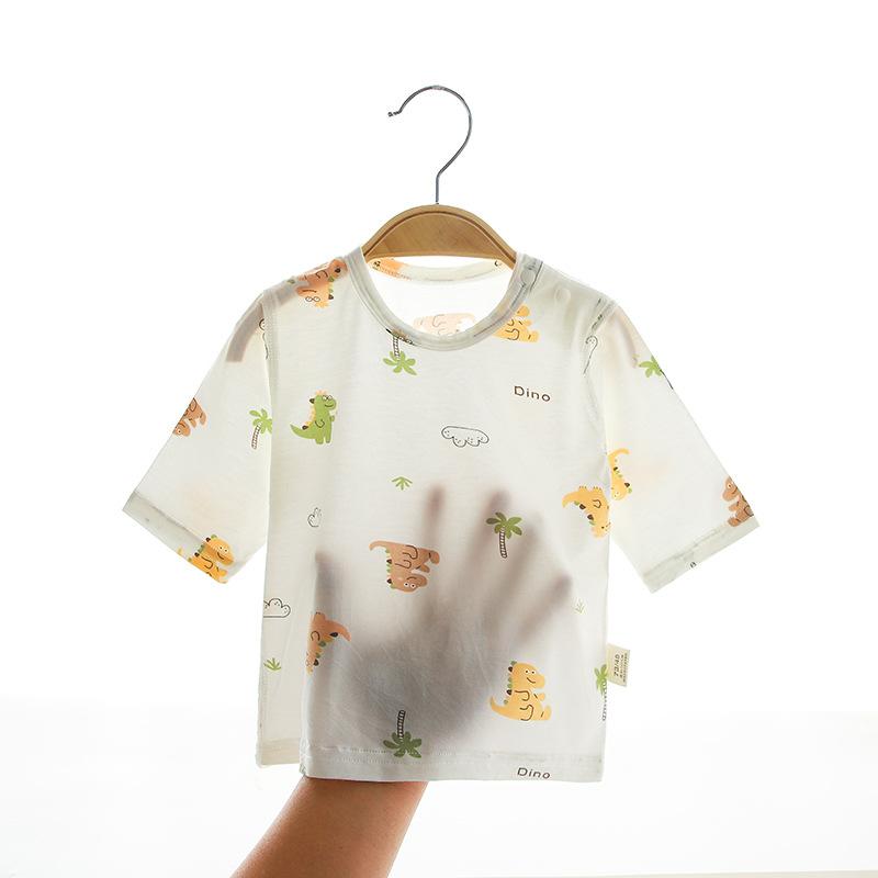 子供用パジャマ 上下セット ベビー服 半袖 薄手 接触冷感 部屋着 寝間着 ピンク 小花柄 アニマル柄 ストライプ 格子柄 花柄 総柄 70 80 90 100 春夏