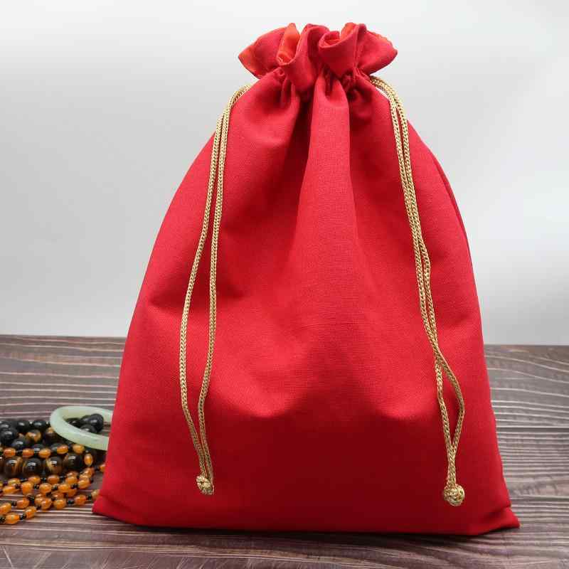 福袋 刺繡 麻布袋 巾着袋 アクセサリー袋 ジュエリー袋 シューズ袋 収納袋 赤色 紺色 黄色 白色 大容量