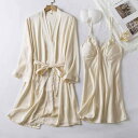 パジャマ レディース 春夏 接触冷感 キャミソール スリップドレス ルームウェア 2点セット 薄手 ポリエステル シャンパン ブラック ワインレッド ライトブル...