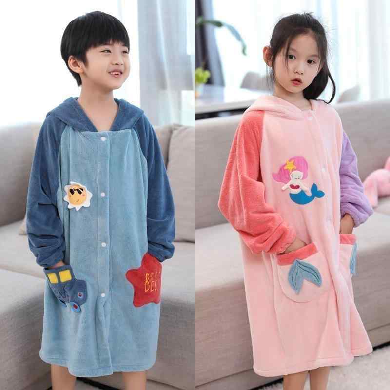 子供用バスローブ キッズ バスタオル フード付き 吸水 速乾 保温 秋冬 綿 半边绒 花柄 アニマル柄 恐竜..