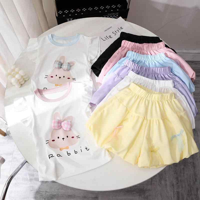 キッズ 女の子 パンツセット かわいい 半袖トップス 花柄パンツ 上下セット 2点セット 涼しい 接触冷感 通園着 普段着 ピンク系 ブルー系