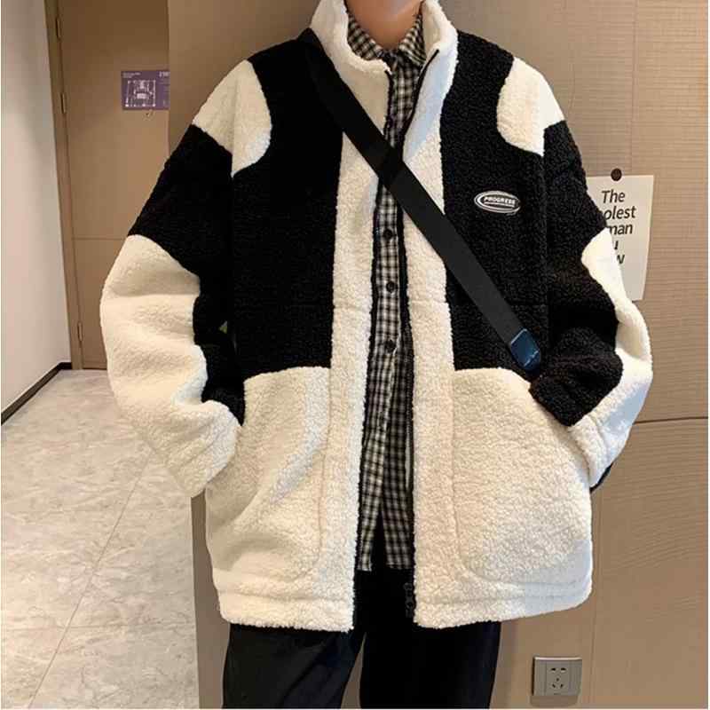 Other - ジャケット 男性用 フリース ブルゾン 秋冬 防寒 暖かい スタンドカラー 黒 白 M L XL 2XL 3XL