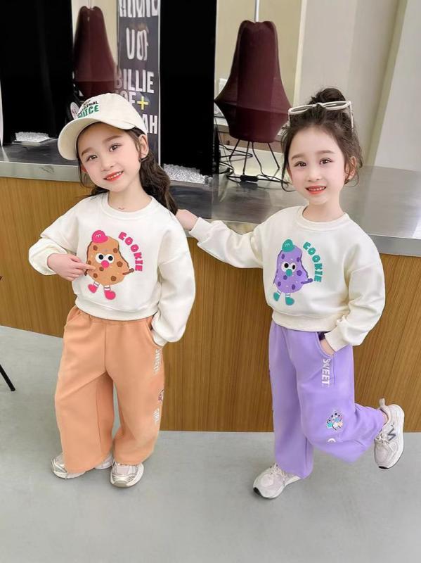 子供用パンツスーツ 春秋 2点セット 女児 スウェット トレーナー ズボン 上下セット 女の子 かわいい カジュアル 普段着 通園 通学 80cm 90cm 100cm 110cm 120cm 130cm 140cm 150cm 160cm