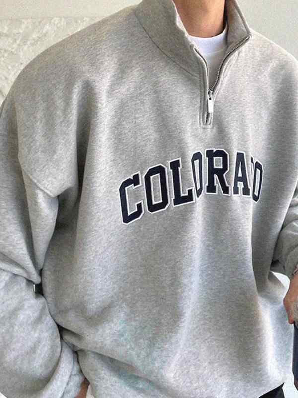 Tシャツ メンズ ハーフジップ ポロシャツ コットン 長袖 スタンドカラー 立ち襟 襟付き プルオーバー ゆったり 厚手 スウェット トップス カジュアル アメカジ ストリート スポーティ