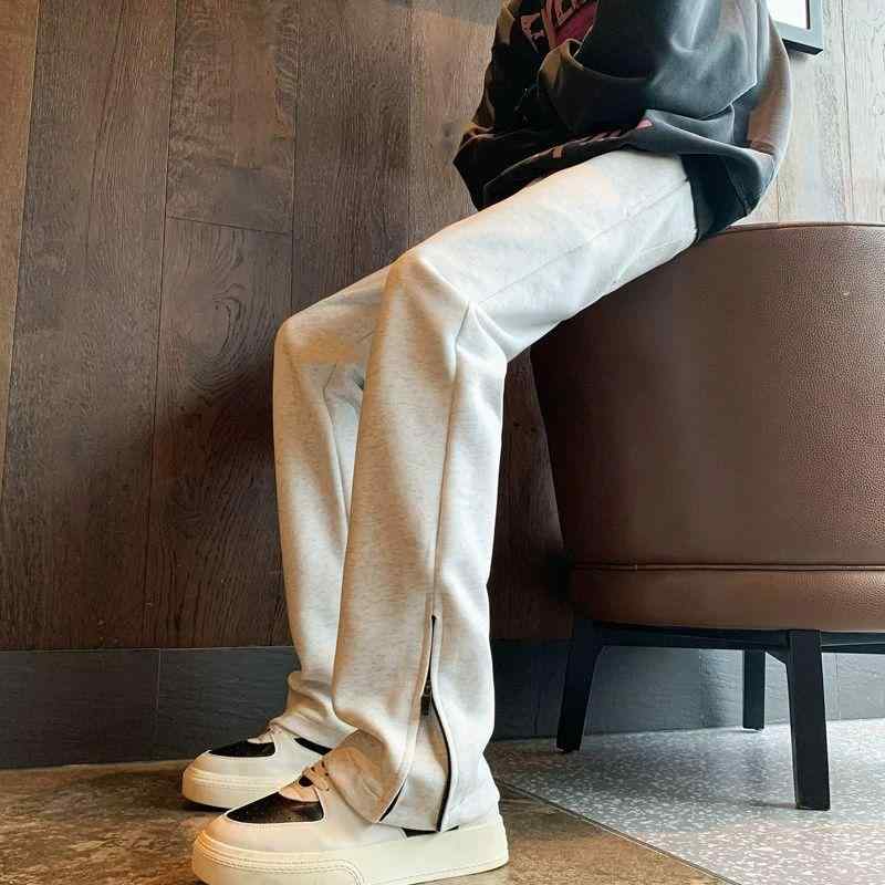 スウェットパンツ メンズ 秋冬 ストレート 裾ジップ 運動 スポーツ カジュアルパンツ 黒 灰色