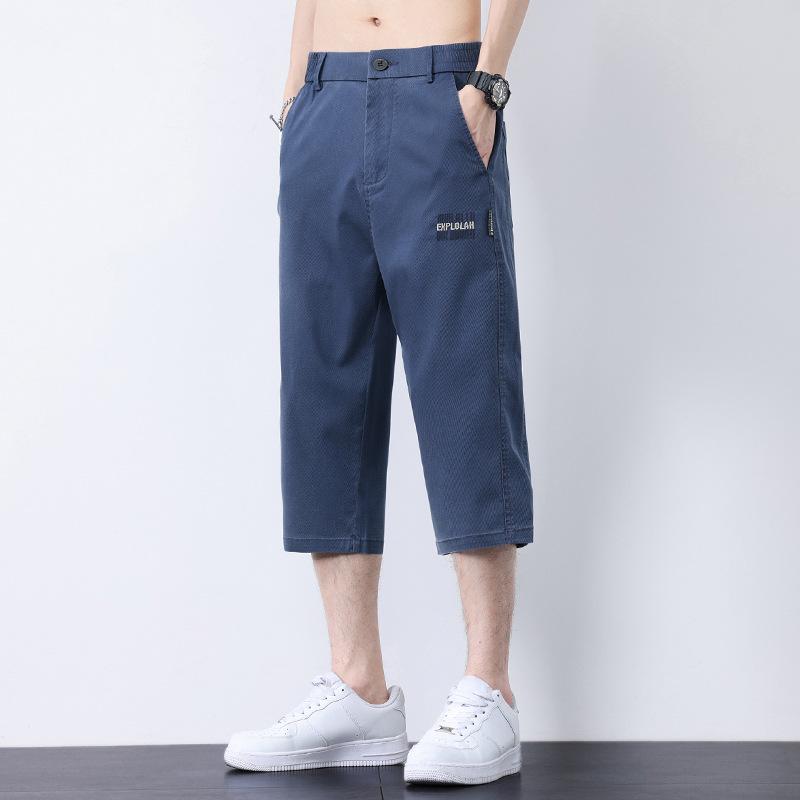 下裝 - パンツ メンズ 7分丈パンツ 薄手 夏 接触冷感 イージーパンツ リラックスパンツ ストレート 無地 カーキ ネイビー ブラック グレー