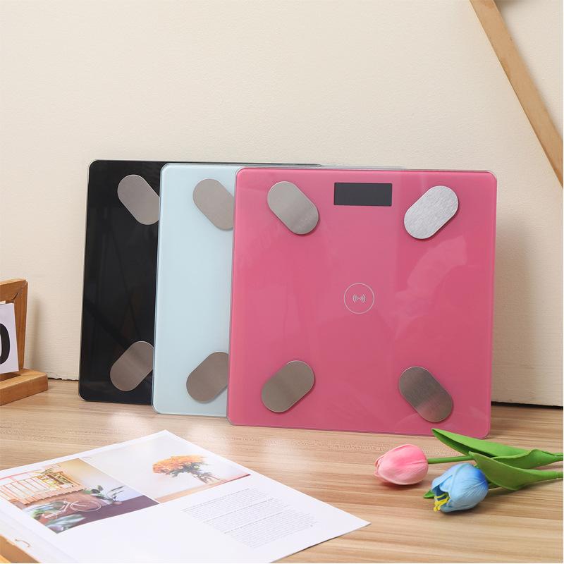 体組成計 ヘルスメーター Bluetooth スマホ連動 体重計 脂肪 BMI カロリー 水分 測定 LCD液晶表示 26cm ブラック