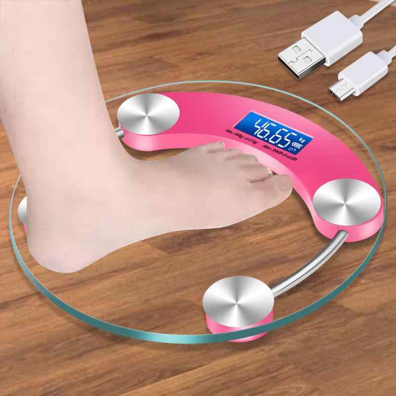体重計 USB充電式 電子体重計 ヘルスメーター 健康管理 ダイエット 成人 28cm 玫红 天藍 白 祖母绿 黒