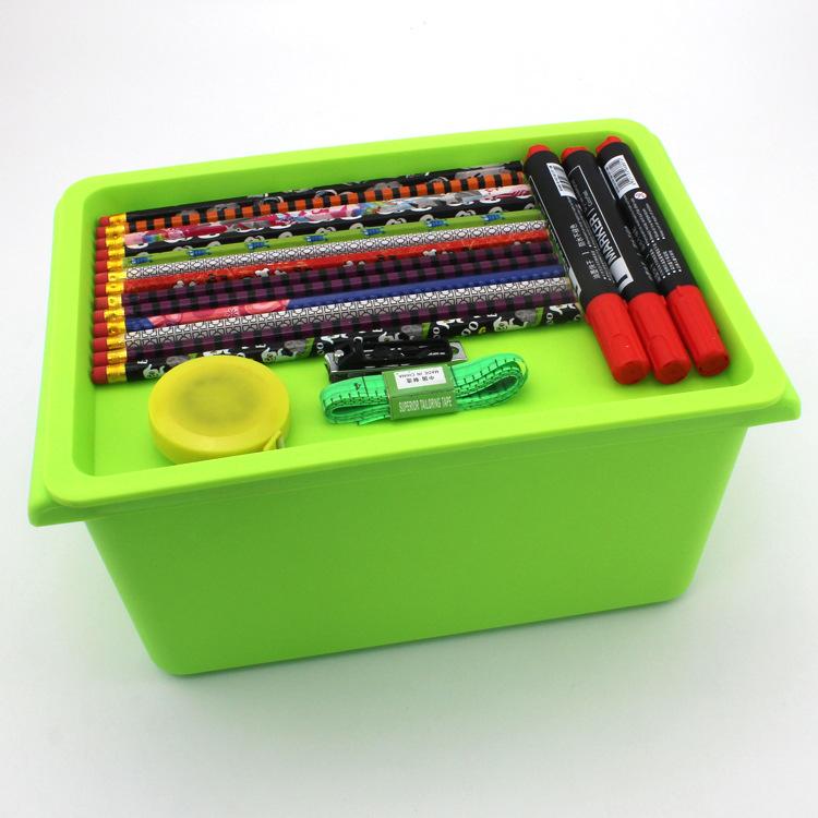 収納ケース プラスチック製 フタ付き マルチカラー おもちゃ箱 文具入れ 家庭用