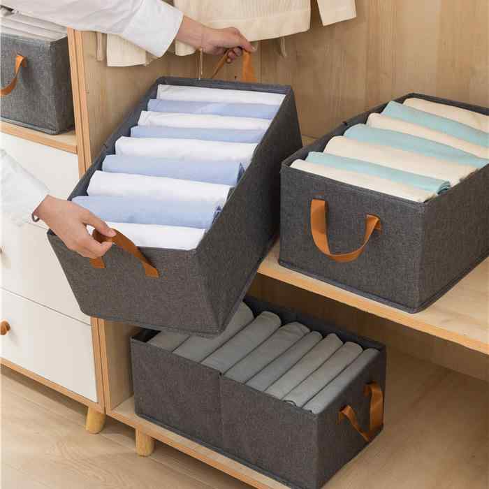 Wall Furniture - 収納ケース 衣類収納ボックス 折りたたみ式 収納袋 衣類 整理ボックス 25L 大容量 雑貨収納 綿 麻 寝室 リビング 整理整頓