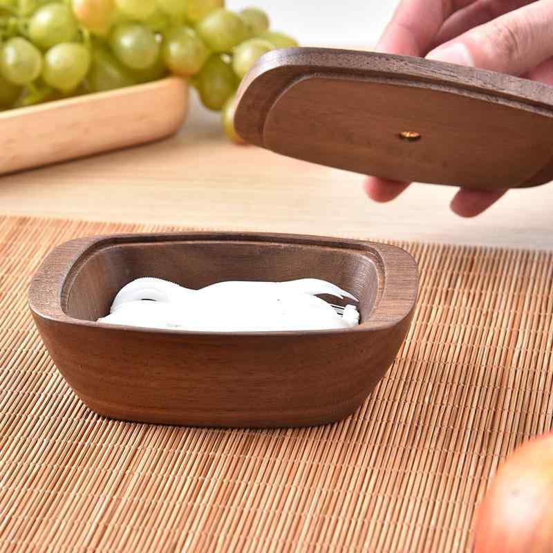 爪楊枝入れ 木製 ふた付き 胡桃木 ビーチウッド 綿棒ケース デンタルフロス 容器 卓上 おしゃれ 高級感 シンプル モダン