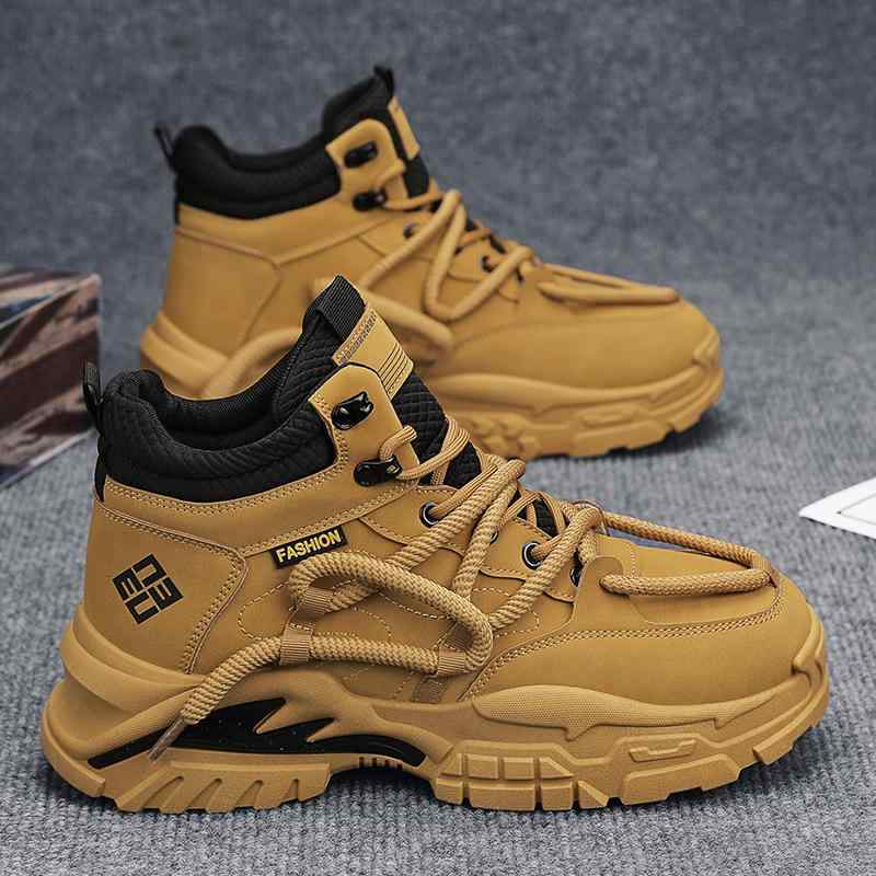 スニーカー メンズ 男性用 厚底 カジュアルシューズ レースアップ 運動靴 皮革 履き 秋冬 滑り止め ク..