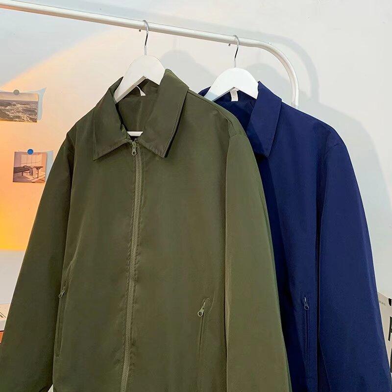 ジャケット メンズ ミリタリー ワークジャケット ブルゾン ジャンパー アウター 緑 カーキ色 襟付き 長袖 コットン混紡 春秋 スプリングコート