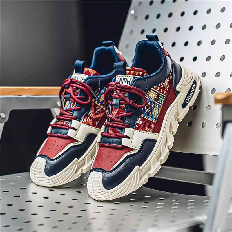 スニーカー メンズ 厚底 スポーツシューズ カジュアル ローカット 運動靴 通気性 滑り止め 普段使い 春夏秋冬 白 ホワイト ベージュ ブルー レッド(4)