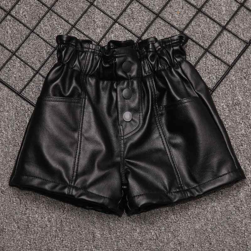 キッズ レザーショートパンツ 子供服 女の子 PUレザー 短パン 秋冬 コーデュロイ A類 ブラック 80 90 100 110 120 130 140 150 160