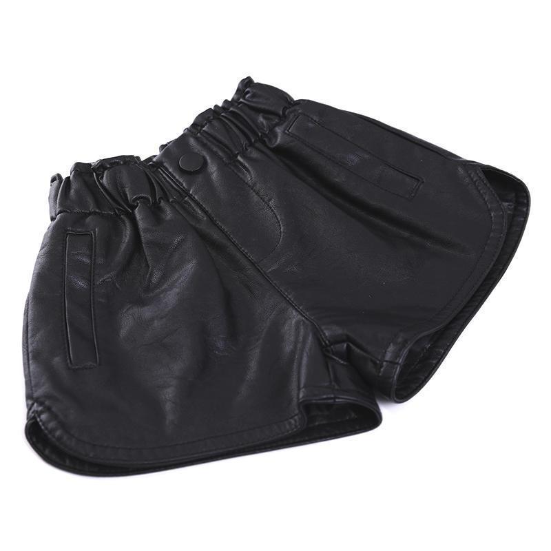 キッズ パンツ 女の子 子供服 レザー ショートパンツ 春秋 韓国風 カジュアル PUレザー ホットパンツ スパッツ 80 90 100 110 120 130 140 150 160 170 ブラック