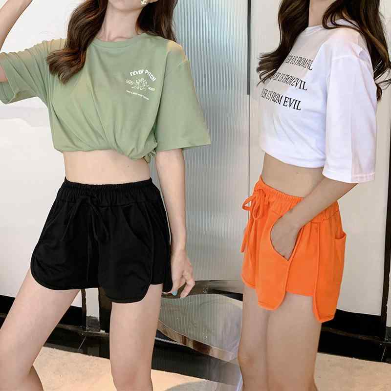 ショートパンツ レディース スポーツ ホットパンツ コットン 伸縮性 ウエストゴム ポケット付き ヨガ ジム 運動 普段使い ルームウェア 短パン 黒 白 オレンジ