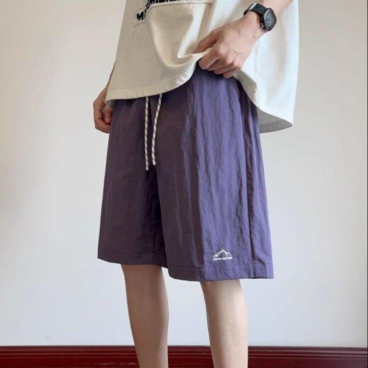 ハーフパンツ レディース スポーツ 山ガール 速乾性 イージーパンツ ワイド 5分丈 ミドル丈 ポリエステル 無地 紫 赤 黒 ピンク系