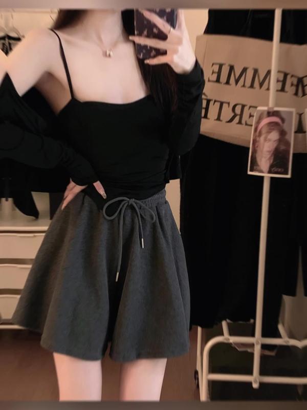 パンツ レディース 春夏 ショートパンツ 高見え 灰色 黒 杏色 高腰 ゴムウエスト ゆったり 楽ちん 体型カバー きれいめ かわいい ホットパンツ 短パン 普段使い 部屋着