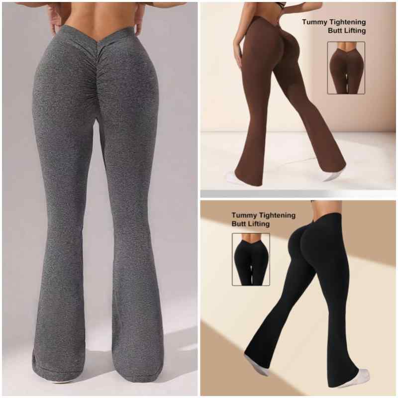 ヨガパンツ レディース Vネック ハイウエスト 無縫製 レギンス ストレッチパンツ トレーニングパンツ ..