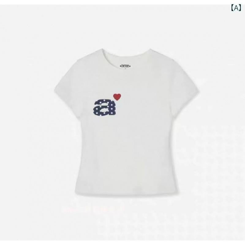 シャドーテールのTシャツ レディース 韓国風 カジュアル 半袖 トップス ラウンドネック ポロネック プリント ドット柄 水玉模様 スリムフィット 綿100% 白 紺 グレー 黒｜アングル2