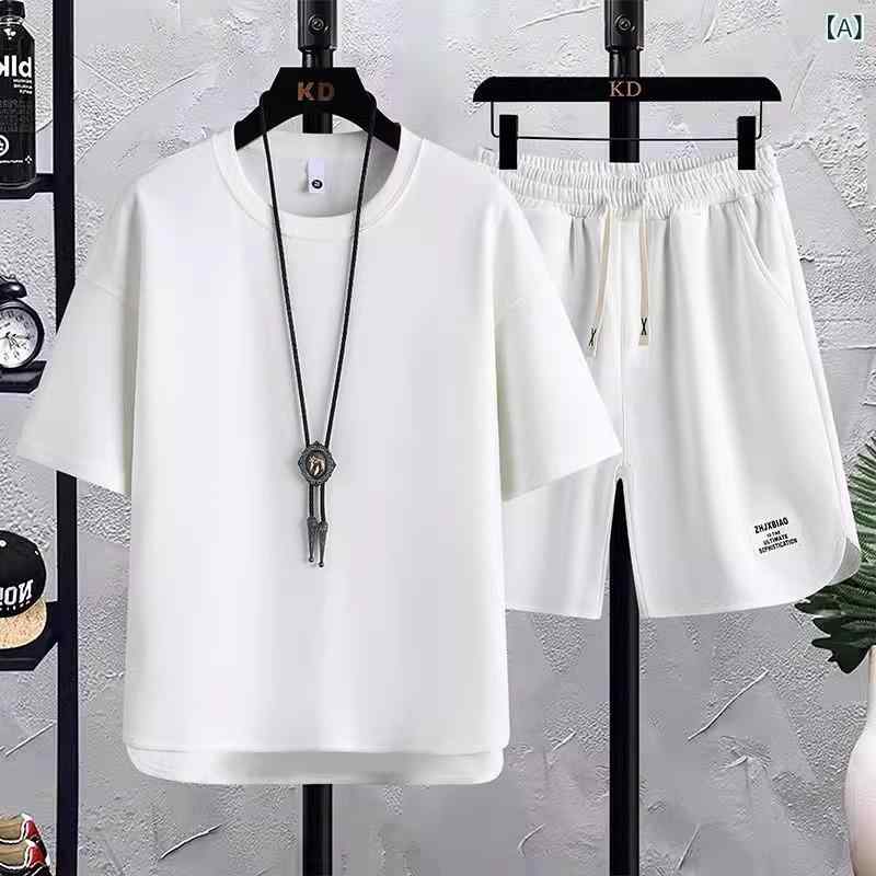 セットアップ メンズ 接触冷感 半袖Tシャツ ショートパンツ 上下セット 運動 部屋着 ルームウェア スポーティー カジュアル 薄手 ポリエステル 春夏 ホワイト ブラック ベージュ グレー コーヒー