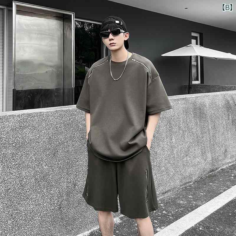 Tシャツ メンズ スポーツウェア セットアップ 半袖 短パン 上下セット 普段使い 部屋着 ブラック グレーグリーン