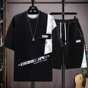 メンズ Tシャツ ショートパンツ セットアップ 薄手 ポリエステル混紡 夏 ファッション カジュアル スタイル