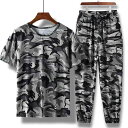 セットアップ メンズ 半袖 Tシャツ ハーフパンツ 迷彩柄 薄手 通気性 速乾性 部屋着 ルームウェア 普段使い アウトドア スポーツ 春夏