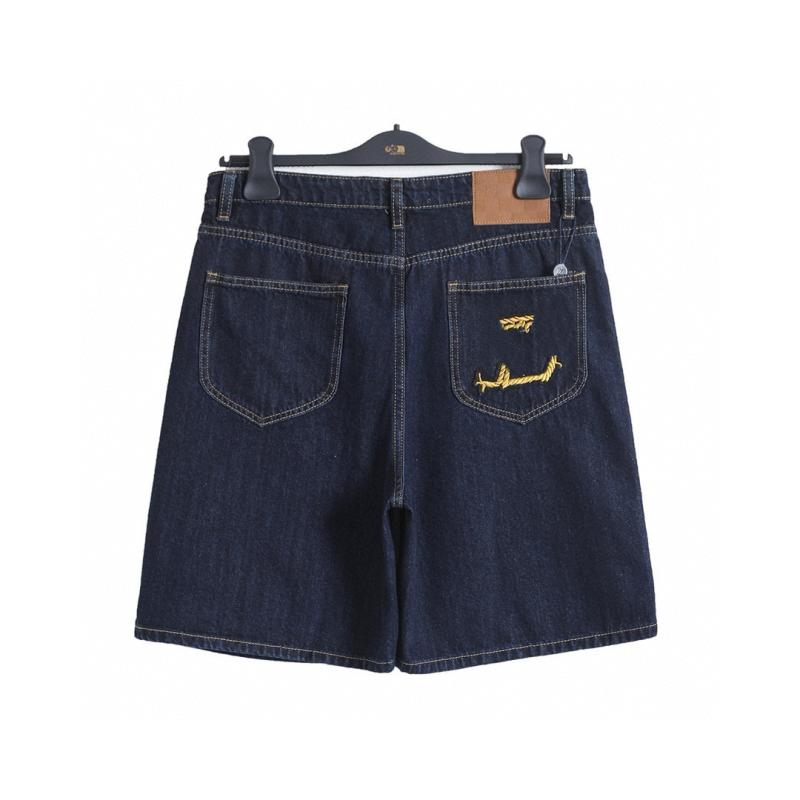 セットアップ メンズ 男性用 紳士服 半袖シャツ ハーフパンツ デニム ルーズフィット 刺繍 綿 コットン 春夏 カジュアル